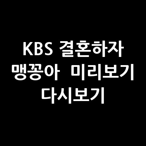 KBS_결혼하자_맹꽁아__미리보기_다시보기