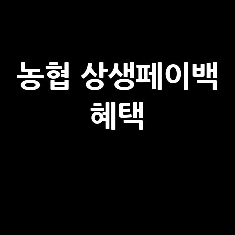 농협 상생페이백 혜택 신청 방법 완벽 가이드