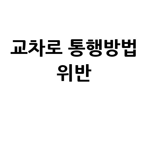 교차로 통행방법 위반 과태료 벌점 완벽 정리