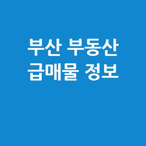 부산 벼룩시장 부동산 급매물 아파트 상가 주택 토지 매매 정보