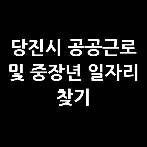 당진시청 공공근로 홈페이지 신청부터 중장년 일자리 찾기까지